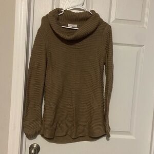 Calvin Klein Copper Gold Turtleneck Cowl Neck Sweater M Ribbed Neck Trim GUC